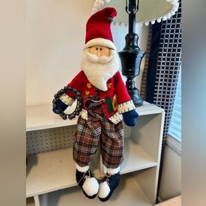 Folk Art Felt Santa Self Sitter Real Bronzed Bells 33" (2ft. 9"') Christmas